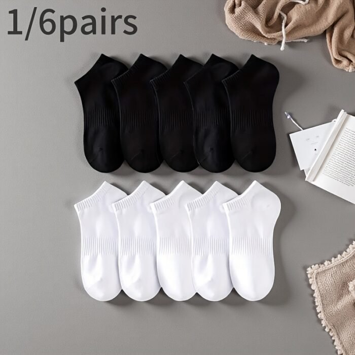 1 pair/6 pairs Women's boat socks spring and summer shallow-cut low-top lightweight breathable sweat-absorbing ankle socks short tube plain color simple soft comfortable Women's socks - Image 2