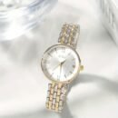 Elegant Women'S Quartz Watch with Roman Numerals, Zinc Alloy Strap, Golden-Tone Disc Case, and Minimalist Design - Perfect for Casual or Formal Wear, Ladies Watches