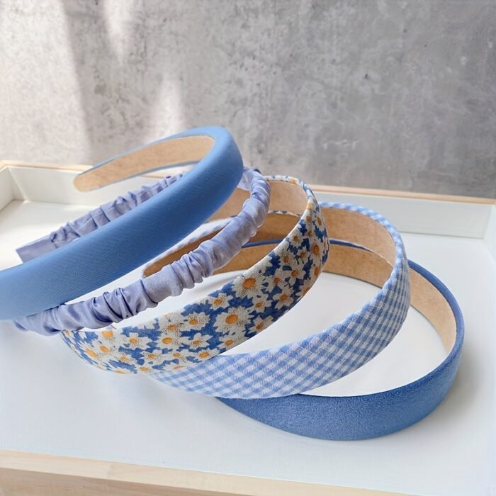 5pcs Women's Vintage Port Style Beautiful Hair Hoop, Cloth Hair Hoop, Outside Wear Girls Round Face Cute Versatile Hair Accessories Set - Image 6