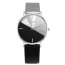 1pc Elegant Two-Tone Women'S Quartz Watch, Simple Style Shockproof Round Case, Synthetic Leather Strap, Analog Display - Non- Alloy Case with Button Battery