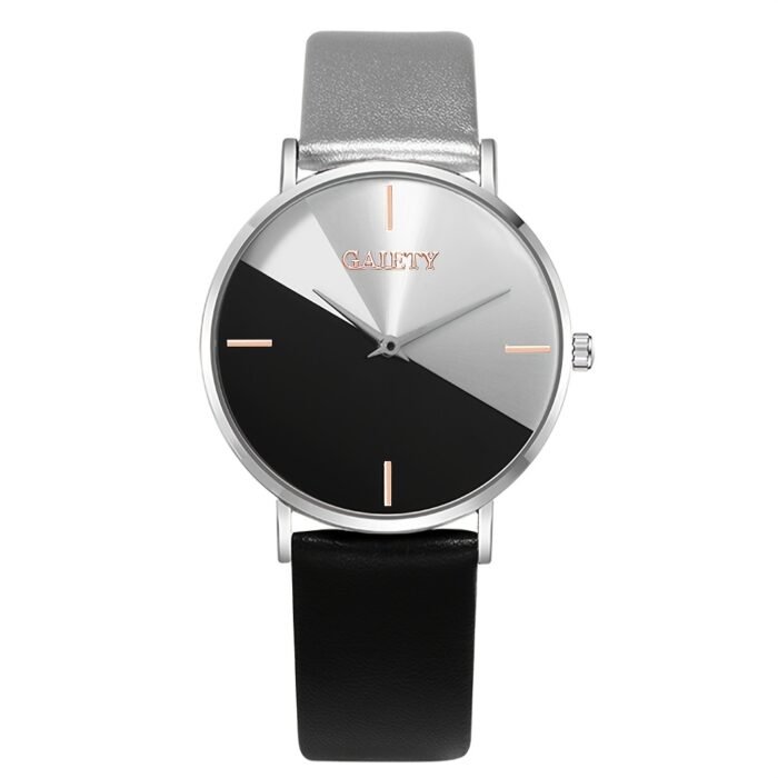 1pc Elegant Two-Tone Women'S Quartz Watch, Simple Style Shockproof Round Case, Synthetic Leather Strap, Analog Display - Non- Alloy Case with Button Battery - Image 9