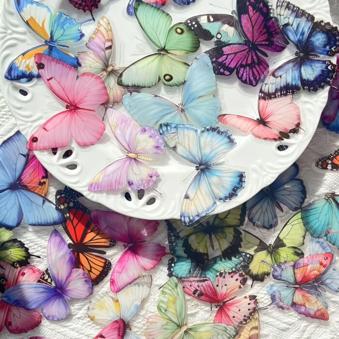 [Waterproof Stickers] 50pcs Vibrant Butterfly Stickers | Waterproof PET Adhesive | For Laptops, Scrapbooks, DIY Projects, Skateboards, Guitars, Helmets & Mugs | By YWWBLD - Image 3