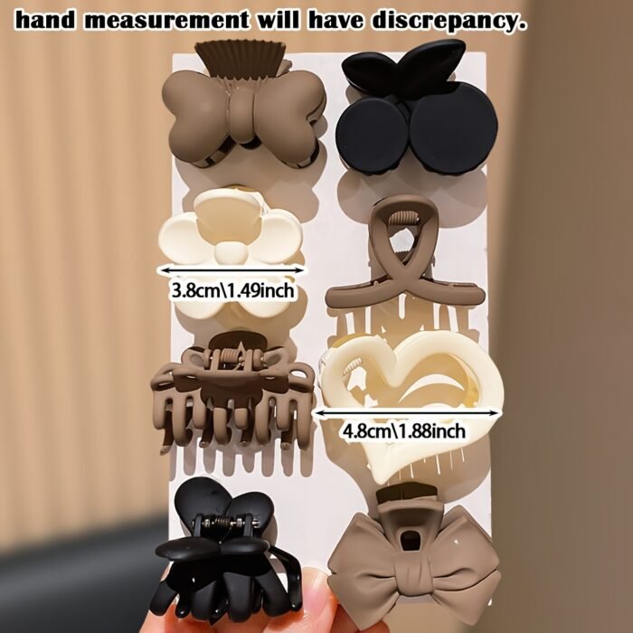 8pcs promotional hair claw set - bow, flower, and heart shape, suitable for daily and casual wear - fashionable for girls all year round.Cute girl hair clip - Image 2