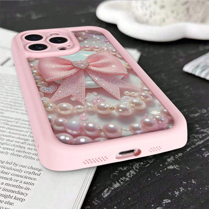 [Pink TPU Case] Apple iPhone Case, Colorful TPU Anti-fall Full Coverage Precision Protective Case | Gaozhu Pink Golden Butterfly | for iPhone6/7/8/X/Xs/Xr/Xs Max/11/12/13/14/15/16Pro Max - Image 2