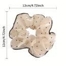 Elegant Mesh Hair Scrunchies with Black Polka Dot & Heart Design - Korean Style, Tassel Detail, Women'S Fashion Hair Ties for Valentine'S Day, Everyday & Special Occasions, Cute Hair Accessorie