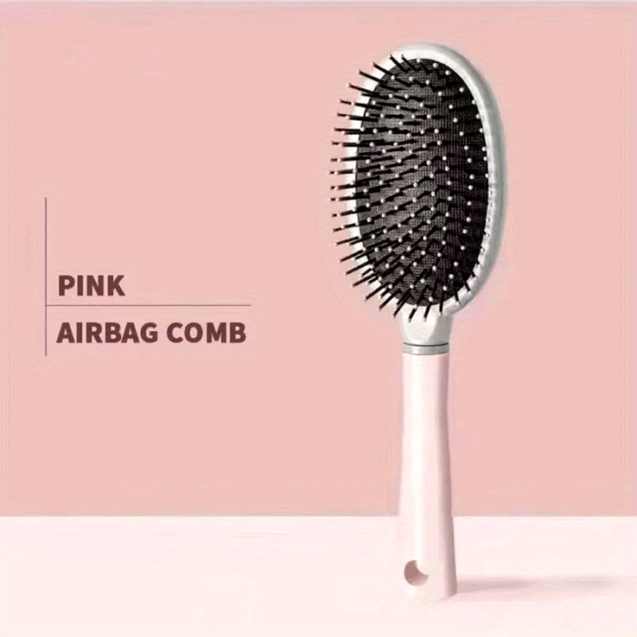 Pink Airbag Comb for Men & Women - Detangling & Massage Brush with Dense Bristles, Ergonomic ABS Plastic Handle for Wet/Dry Hair, Curly/Long Hair Friendly, Scalp Massage Brush | Sleek Style | Lightweight Comb - Image 8