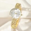 Elegant Women'S Quartz Watch with Roman Numerals, Zinc Alloy Strap, Golden-Tone Disc Case, and Minimalist Design - Perfect for Casual or Formal Wear, Ladies Watches