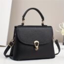 Minimalist Apricot Or Earthy Yellow Handbag with Adjustable Strap, Zipper Closure, Polyester Lining, No Pattern, No Printing, Edge Painted
