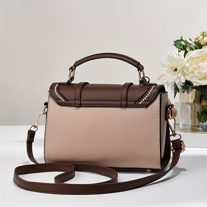 Stylish Women's Synthetic Leather Crossbody Bag - Lightweight, Versatile, and Secure Zip Closure with Adjustable Strap, Black & Brown Two-Tone Design, Perfect for Casual Everyday Use - Image 12