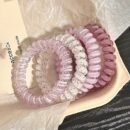 Pack of 4 Korean Jelly Color Telephone Cord Hair Ties Cute and Fresh Non-Damaging High Elasticity Headband for Women