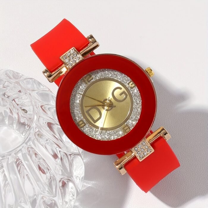1-7pcs DQG Elegant Ladies Quartz Watches, Round Dial, Soft Silicone Strap, Non-Rechargeable Button Battery (Diameter <20mm), Alloy Case, with Multiple Matching Options, for Daily Wear and Festival Gift