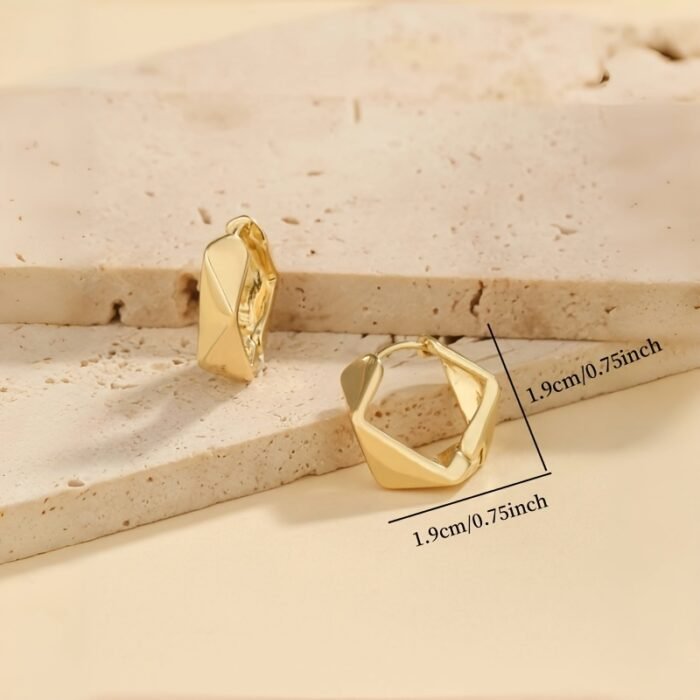 1 Pair Geometric Irregular Hoop Earrings, Elegant & Simple Style, Alloy with Stainless Steel Ear Needle, Versatile for Daily Wear & Banquets, All-Season Accessory for Women - Image 5