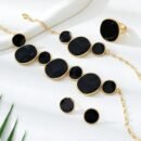 Four-Piece Women's Jewelry Set: Pure White Geometric Pendant Necklace, Bracelet, Ring, and Earrings