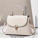 Minimalist Apricot Or Earthy Yellow Handbag with Adjustable Strap, Zipper Closure, Polyester Lining, No Pattern, No Printing, Edge Painted