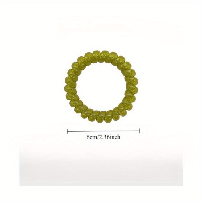 Pack of 4 Korean Jelly Color Telephone Cord Hair Ties Cute and Fresh Non-Damaging High Elasticity Headband for Women - Image 6