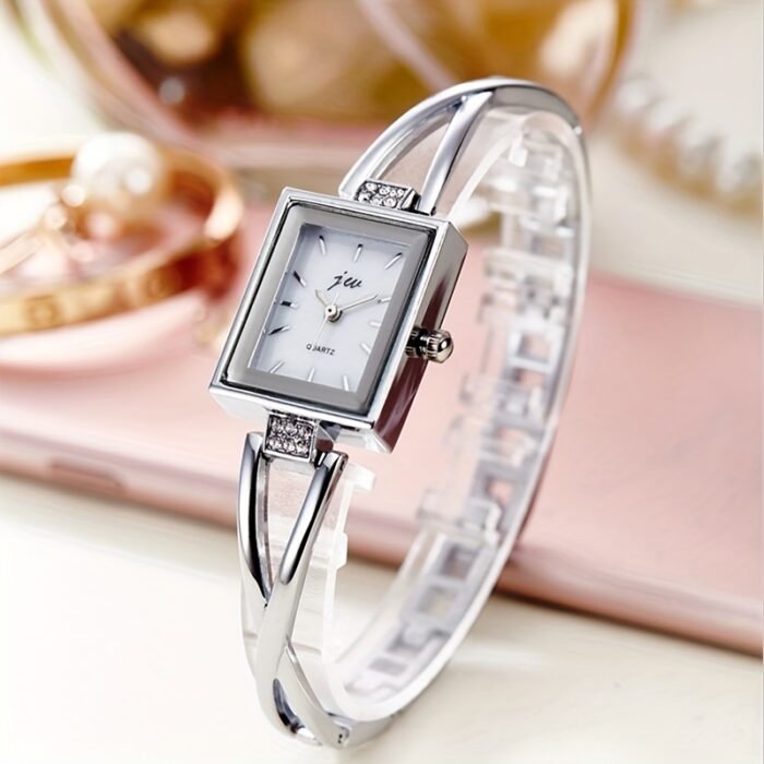 Elegant Vintage Rectangular Ladies' Wrist Watch, Luxury Quartz Movement Analog Display, Alloy Band & Case, Non, with Button Battery for Fashion Accessory - Image 7