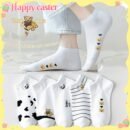 5 Pairs Mixed Color Animal Print Short Socks, 97% Polyester 3% Spandex, Breathable Sweat-Absorbent Knit Fabric, Comfortable Ankle Socks for Women