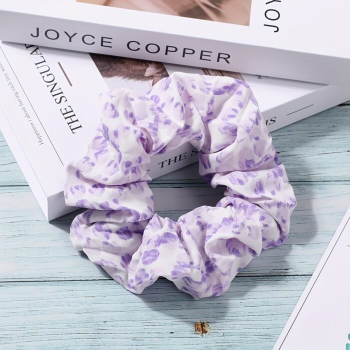 1pc Korean Style Large Floral Scrunchie - Soft Fabric, Ruffled Design, Elastic Hair Band for Women, Perfect for High Ponytails, Beach Outings, and Casual Wear, Ponytail Holder|Floral Print Scrunchie|Easycare Fabric, Cute Hair Accessorie - Image 3