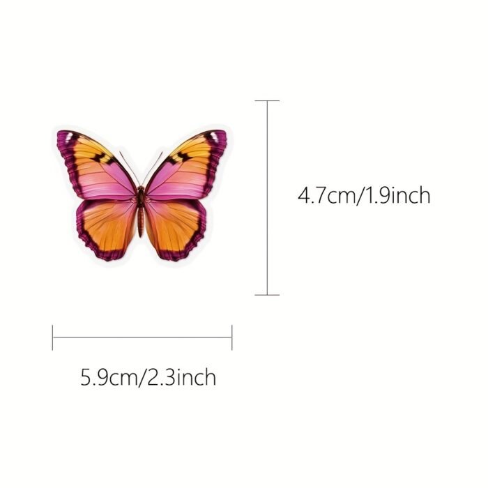 [Waterproof Stickers] 50pcs Vibrant Butterfly Stickers | Waterproof PET Adhesive | For Laptops, Scrapbooks, DIY Projects, Skateboards, Guitars, Helmets & Mugs | By YWWBLD - Image 6