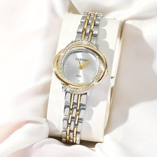 Elegant Women's Quartz Watch with Rhinestone Accents - Chic Zinc Alloy Bracelet Design, Perfect for Dates, Parties & Birthday Gifts, Unique, Fashion, Elegant Style