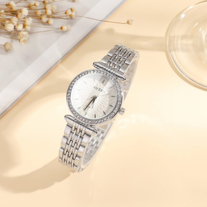 Simple and Stylish -Encrusted Dial Quartz Watch for Women - Image 5