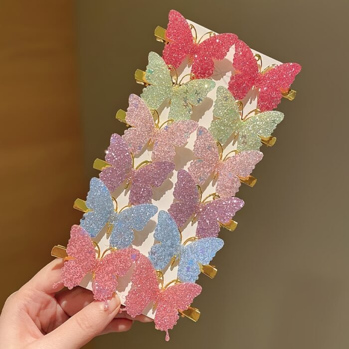 12pcs Colorful Butterfly Hair Clips - Stylish Polyester Headwear Accessories for Teens, Vibrant Pastel Colors, Perfect for Casual Attire & Special Occasions like Easter, Valentine'S Day, and Campus Events, Cute Hair Accessorie - Image 5