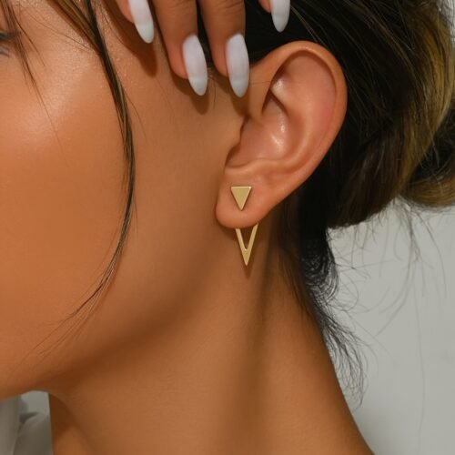 [1 Pair Chic Triangle Earrings] 1 Pair Chic Minimalist Triangle Design Earrings - Versatile & Trendy, Alloy with Iron Posts, Perfect for Casual Attire