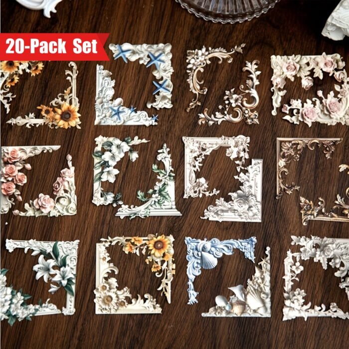 20-Pack Romantic Corner Series Sticker Set, 3D Scrapbooking Embellishments, DIY Craft Paper Niche Decorations for Scrapbooking, Journals, and Gift Decoration Accessories - Image 13