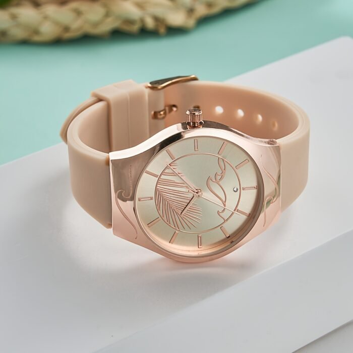 Elegant Women's Quartz Watch WD-205, Silicone Strap, Zinc Alloy Case, Non-Wireless, Non-Rechargeable Battery, Fashionable Timepiece for Ladies
