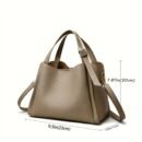 Lightweight PU Leather Fashion Shoulder Bag for Women - Adjustable Crossbody Handbag with Secure Zip Closure, Solid Color Design, Polyester Lining, Chic Bucket Style, Versatile Occasion Accessory, Baigou Crafted