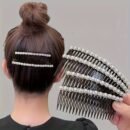Elegant Pearl Hair Clip Comb for Women, Plastic Side Hairpin Accessory, Non-Feathered Hair Styling Tool for Bangs and Flyaways, Hair Accessories