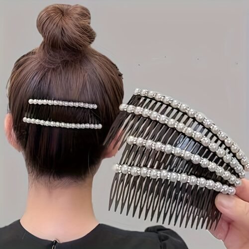 Elegant Pearl Hair Clip Comb for Women, Plastic Side Hairpin Accessory, Non-Feathered Hair Styling Tool for Bangs and Flyaways, Hair Accessories