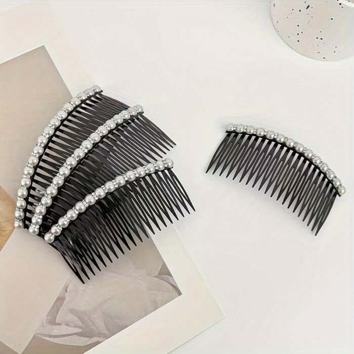 Elegant Pearl Hair Clip Comb for Women, Plastic Side Hairpin Accessory, Non-Feathered Hair Styling Tool for Bangs and Flyaways, Hair Accessories - Image 2