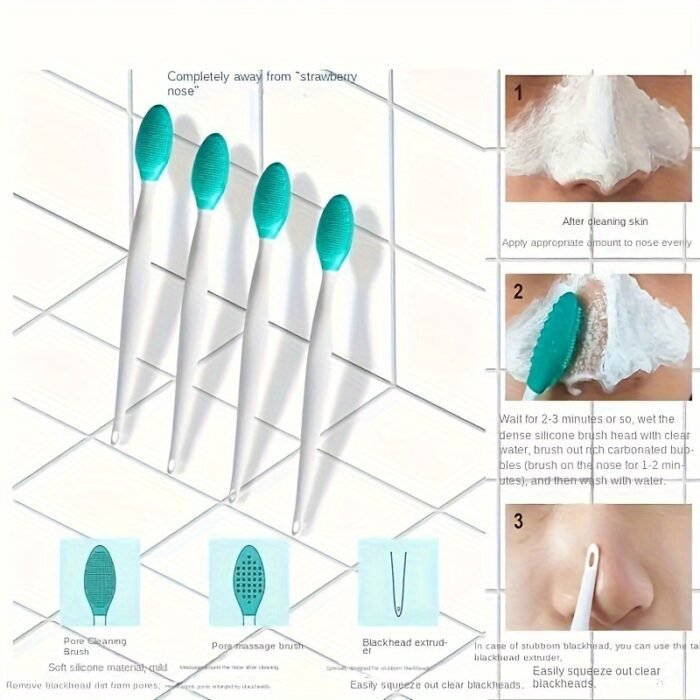 Silicone Facial Cleansing Brush | 2-in-1 | Silicone | Soft Dual-Sided Exfoliating Face Scrubber Formaldehyde-Free Unscented | for Blackhead and Nose Hair Removal Gentle Cleansing - Image 6