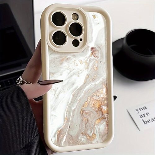A Marble-Patterned Matte Phone Case Designed for Iphone Models 16, 15 Pro Max, 14 Plus, 13, 12, 11, XS, XR, X, 7, 8, SE 2020, And
