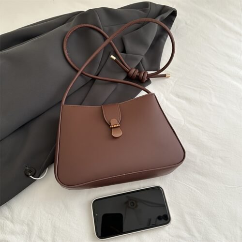 2025 Fashion Minimalist Crescent Underarm Bag for Women, Lightweight, Casual Street Style, Solid Color, Single Strap, Polyester Lined, Ideal for Daily Commute and Parties, Purs