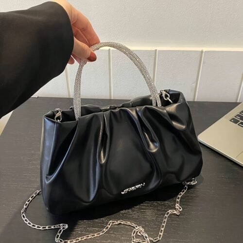 Pleated Handbag, Stylish Ring Strap Daily Bag, Women's Versatile Going Out Bag
