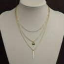 1pc Women's Layered Necklace Golden-Tone Geometric Pendant with Sparkling Accents - Minimalist Elegant Design for Daily & Party Jewelry, Year-Round Versatile Accessory, Versatile Jewelry, Vintage Style, Delicate Chains