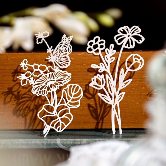 [Retro Floral] Scrapbooking Decorative Collage DIY Craft Material Paper | Pack of 10 sheets | Paper | Hollowed out base | Scrapbook magazine planning, decorative collage, DIY craft | Retro floral branch and leaf - Image 8