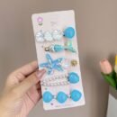 5pcs Ocean Princess Shell Starfish Hair Clip Set for s Summer Bangs Imitation Pearl Hair Accessory Headband