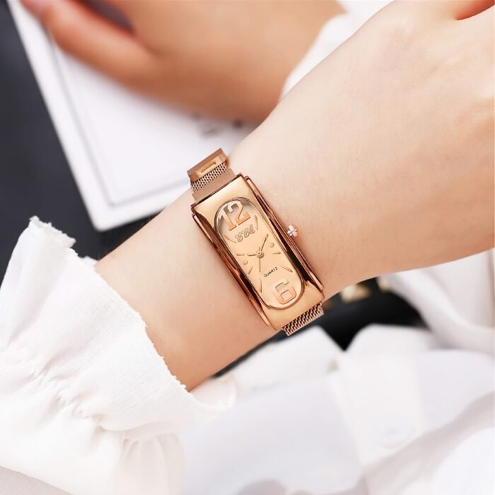[1pc Quartz Fashion Watch] Women'S Fashion Casual Square Quartz Wrist Watch with Numerical Scale Dial, Alloy Band And Case, Non-Rechargeable Button Battery - 1pc/Set (No Box Included) - Image 3
