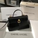 Elegant Women's Top Handle Satchel Bag - Chic Solid Color Design with Adjustable Shoulder Strap, Golden-Tone Clasp & Spacious Interior, Perfect for Daily Use or Gift Giving (Khaki/Dark Brown/Red/Black), Versatile Fashion Accessory | Fashionable Accessory | Synthetic Leather Bag