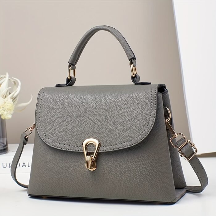 Minimalist Apricot Or Earthy Yellow Handbag with Adjustable Strap, Zipper Closure, Polyester Lining, No Pattern, No Printing, Edge Painted - Image 5
