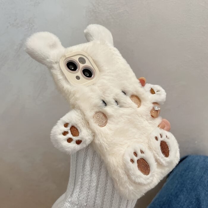 Adorable plush three-dimensional bear mobile phone case suitable for iPhone15ProMax 14 13 12 11 girls' simple niche full-coverage mobile phone protective case - Image 7