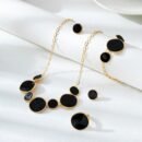 Four-Piece Women's Jewelry Set: Pure White Geometric Pendant Necklace, Bracelet, Ring, and Earrings