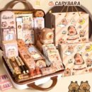 A Capybara-Themed Stationery Gift Set, Featuring Cartoon-Themed Plastic And Wooden School Supplies Including Notebooks, Fountain Pens, Paper Clips, And Accessories, Suitable for Students, Halloween, Christmas, Birthday Gifts, Graduation Gifts