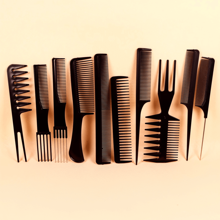 10pcs Professional Hair Styling Comb Set - Durable ABS Plastic, Versatile for All Hair Types, Includes Detangling, Teasing & Edge Control Combs - Image 7