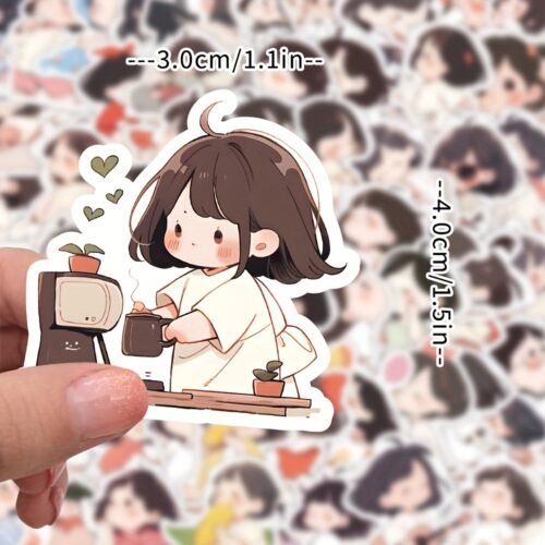 63pcs Cute Girl Vinyl Stickers - High-Quality Cartoon Decals for Scrapbooking, Journals, Laptops, Bumpers & Skateboards - Reusable, Mixed Colors, Playful Expressions & Whimsical Designs - Perfect Christmas Gift, Skateboard Stickers | Cartoon Characters | Reusable Stickers, Funny Stickers