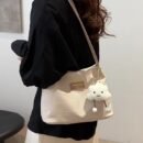 1pc Large Capacity Canvas Tote Bag with Cloud Pendant - Versatile, Stylish Shoulder & Crossbody Bag for Women, Professional & Casual Use, Professional Purse | Minimalist Design | Durable Handle, Tote Bag