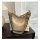 1pc Bohemian Style Large Capacity Women'S Shoulder Bag, Vintage Wide Strap Crossbody Bag, Casual Commuter Bag, Ideal for Easter, Mother'S Day, Casual Commuter Bag|Bohemian Style Bag|Zipper Closure Bag